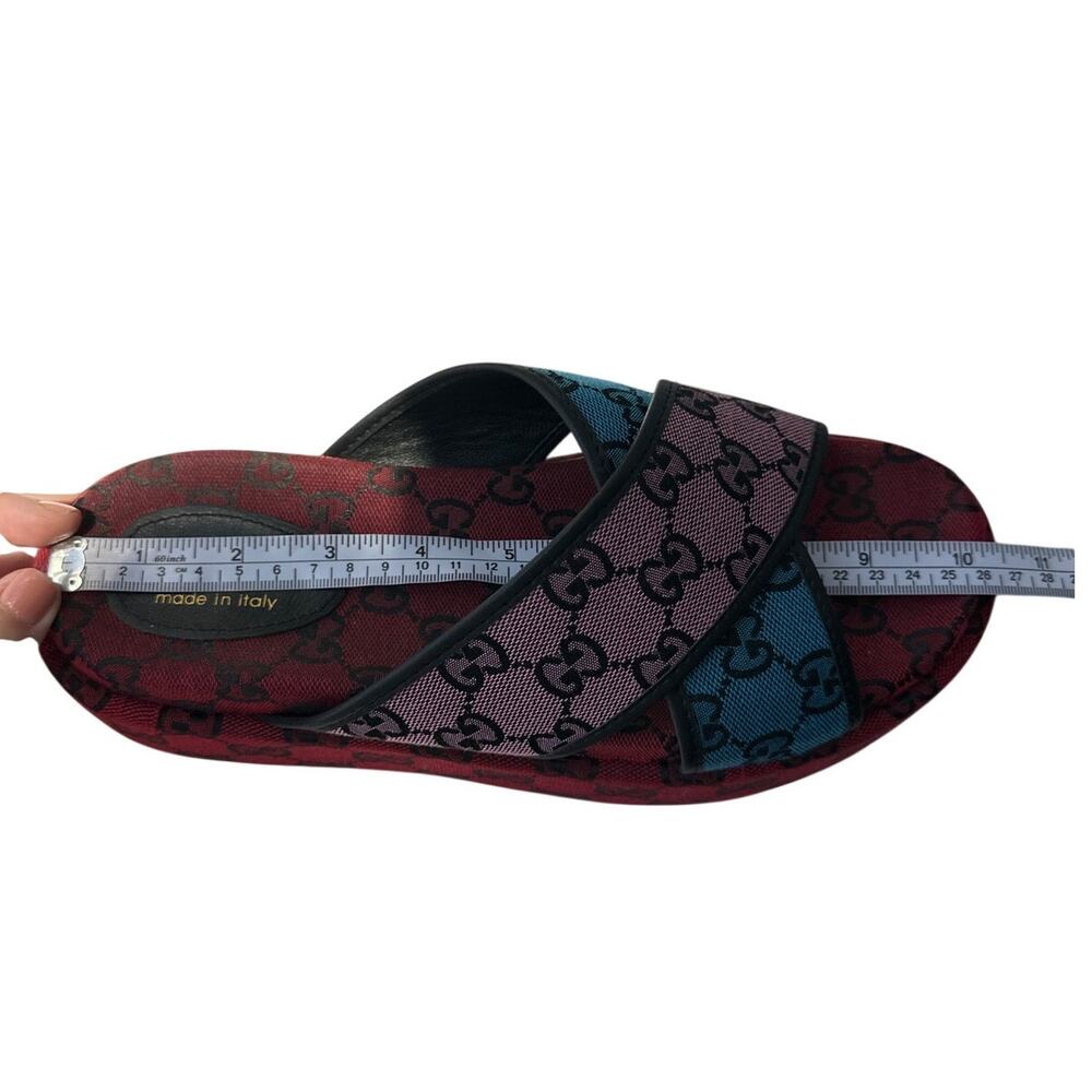 Gucci (EUR 41/US 10) GG Monogram Platform Slide Sandals - Red Logo Designer - Picture 9 of 11